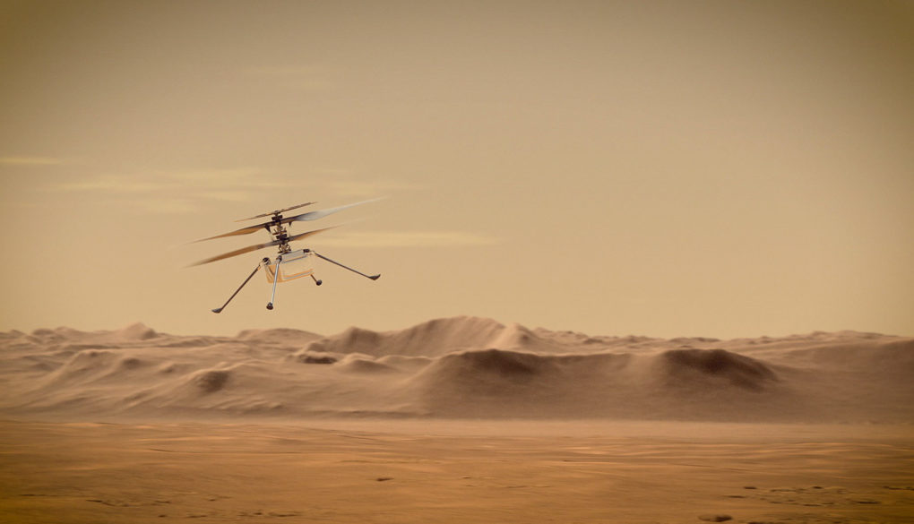 Dron NASA Ingenuity odbył pierwszy kontrolowany lot na Marsie, a dalmierz optyczny Garmin LIDAR-Lite v3 pomógł w pomiarach wysokości lotu.